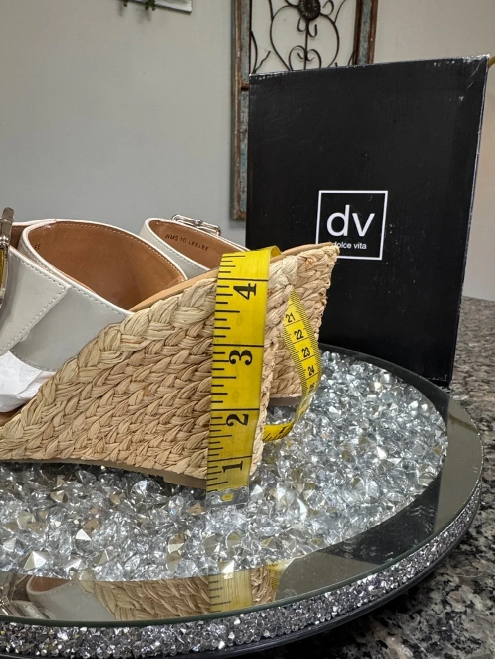 Dolce Vita Cream Woven Espadrille Wedge Sandals with Gold Buckle NEW 10